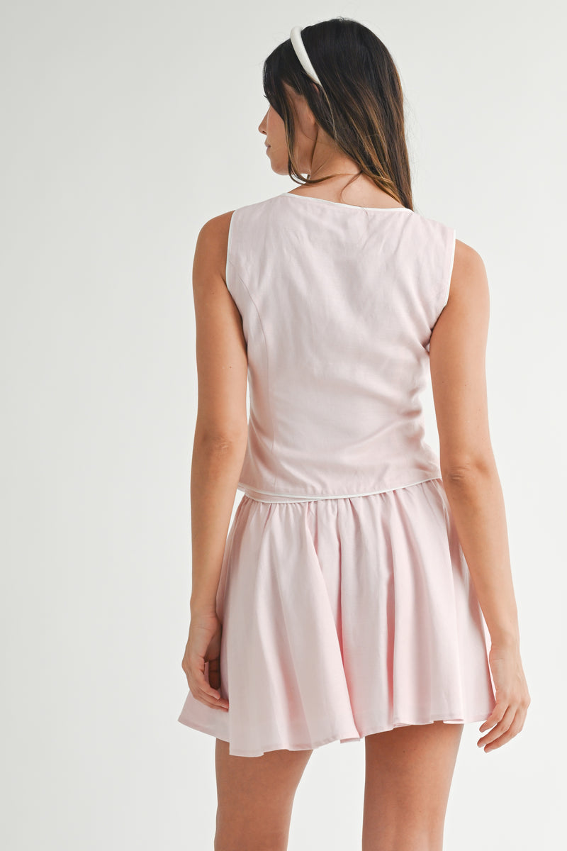 INDIE LINEN VEST WITH PIPING TRIM