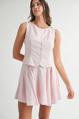 INDIE LINEN VEST WITH PIPING TRIM