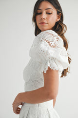 FAIRVIEW EYELET LACE CROP MIDI SKIRT SET