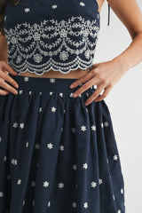 ELIZA EMBROIDERED CROP TOP AND MIDI SKIRT SET