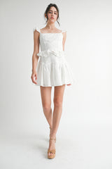 RHIANNE EYELET FLUTTER TOP AND SKIRT SET