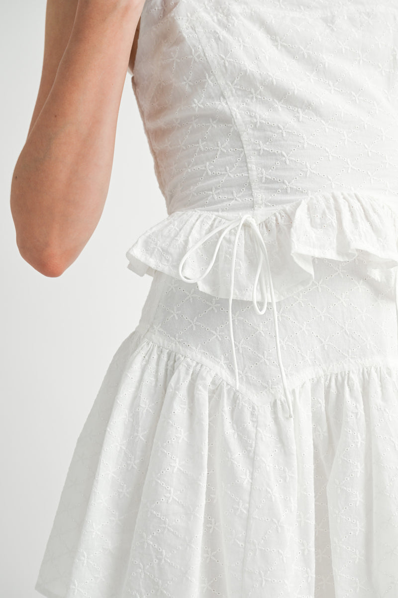 RHIANNE EYELET FLUTTER TOP AND SKIRT SET