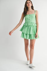 BELEN LACE TRIM PEPLUM TOP AND SKIRT SET
