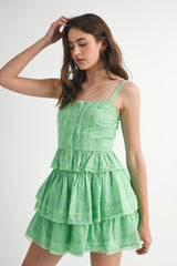 BELEN LACE TRIM PEPLUM TOP AND SKIRT SET