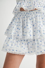 BELEN LACE TRIM PEPLUM TOP AND SKIRT SET