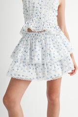 BELEN LACE TRIM PEPLUM TOP AND SKIRT SET