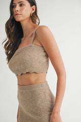 SCOUT SCALLOP TUBE TOP AND MIDI KNIT SKIRT SET