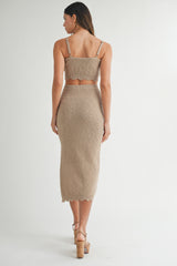 SCOUT SCALLOP TUBE TOP AND MIDI KNIT SKIRT SET