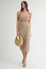 SCOUT SCALLOP TUBE TOP AND MIDI KNIT SKIRT SET