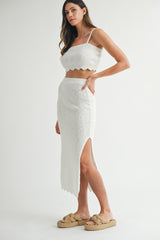 SCOUT SCALLOP TUBE TOP AND MIDI KNIT SKIRT SET