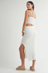 SCOUT SCALLOP TUBE TOP AND MIDI KNIT SKIRT SET