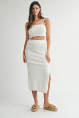 SCOUT SCALLOP TUBE TOP AND MIDI KNIT SKIRT SET