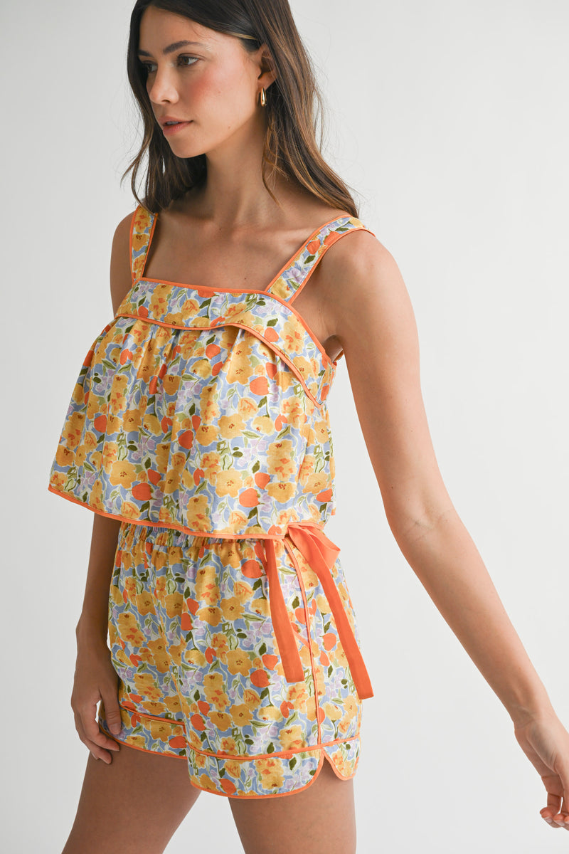 LENNON SHOULDER TIE TOP AND SHORTS SET