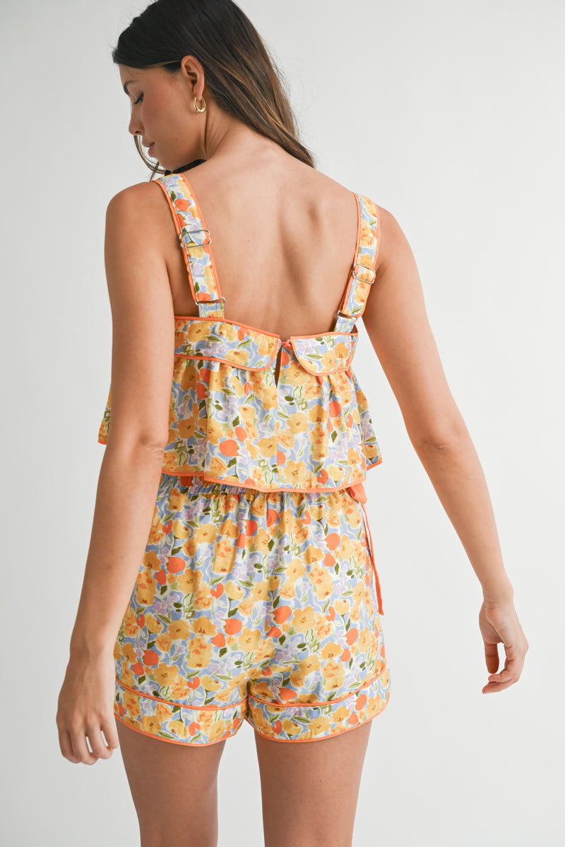 LENNON SHOULDER TIE TOP AND SHORTS SET