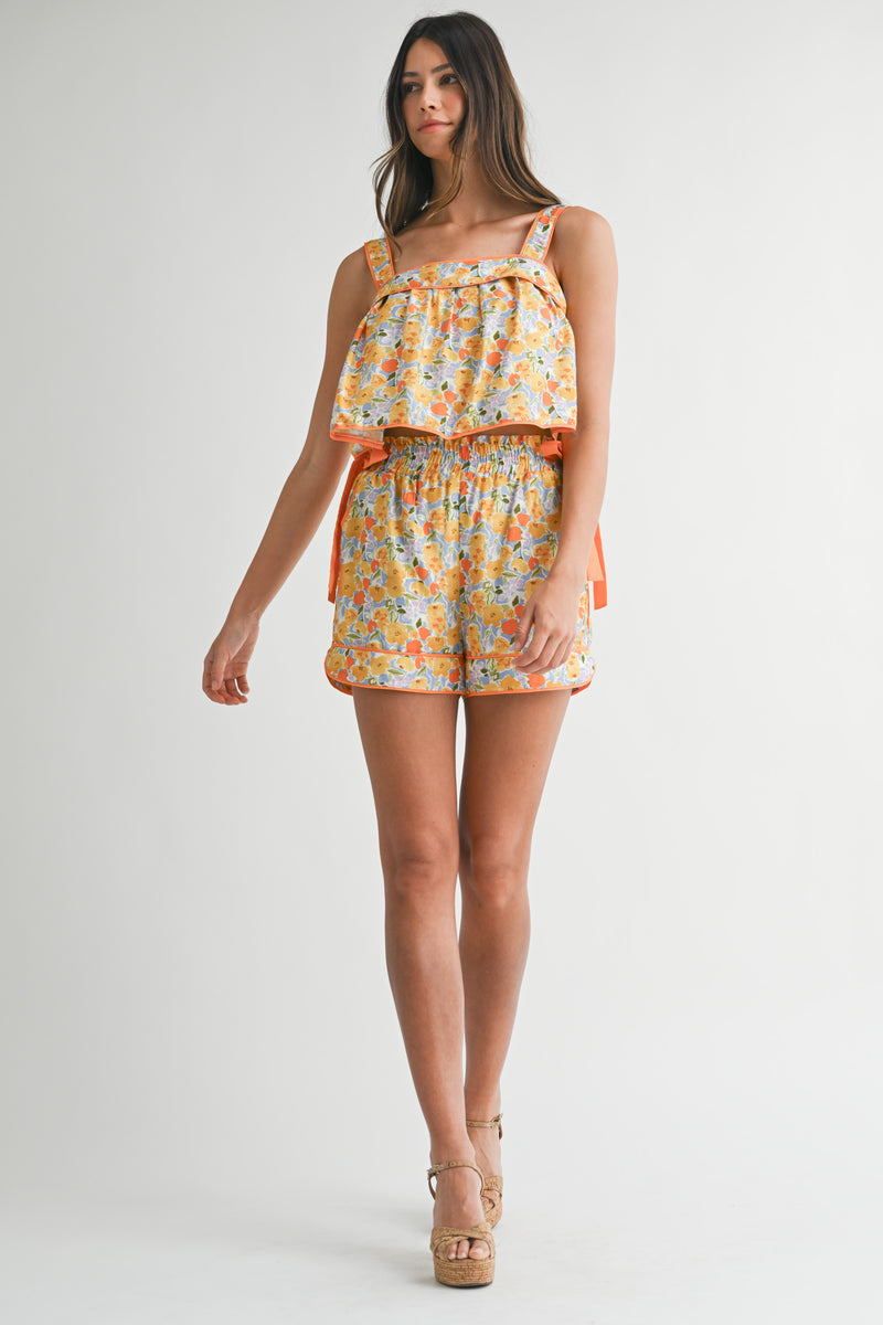 LENNON SHOULDER TIE TOP AND SHORTS SET