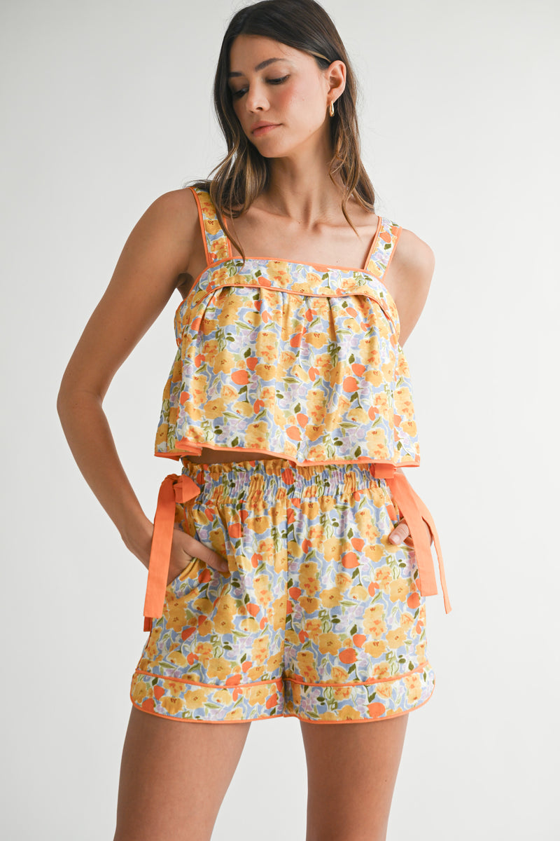 LENNON SHOULDER TIE TOP AND SHORTS SET