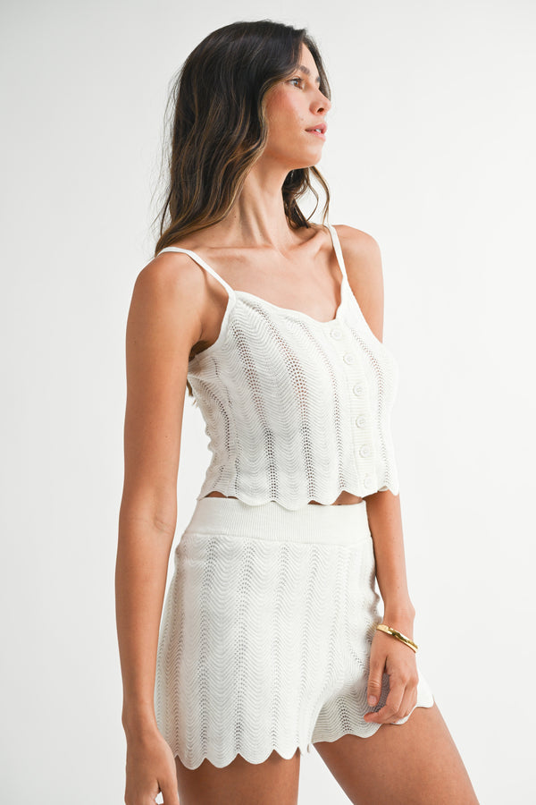 SEVYN BUTTON FRONT KNIT TOP AND SHORTS SET