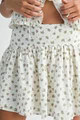 CARLY PUFF SLEEVE TIED TOP AND MINI SKIRT SET
