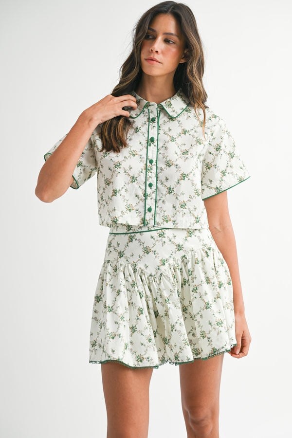 DAFNE SHORT SLEEVE SHIRT SKIRT SET