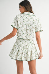 DAFNE SHORT SLEEVE SHIRT SKIRT SET