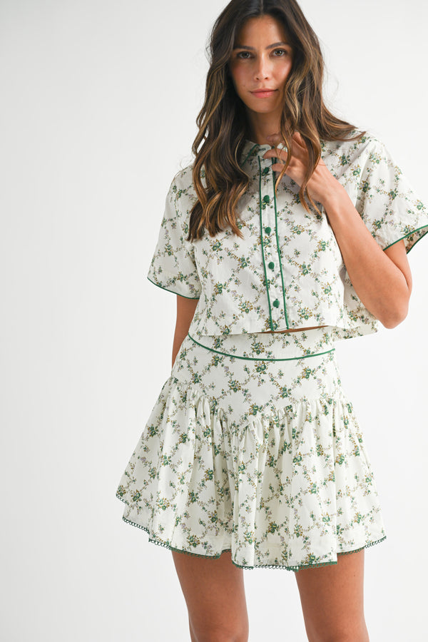 DAFNE SHORT SLEEVE SHIRT SKIRT SET