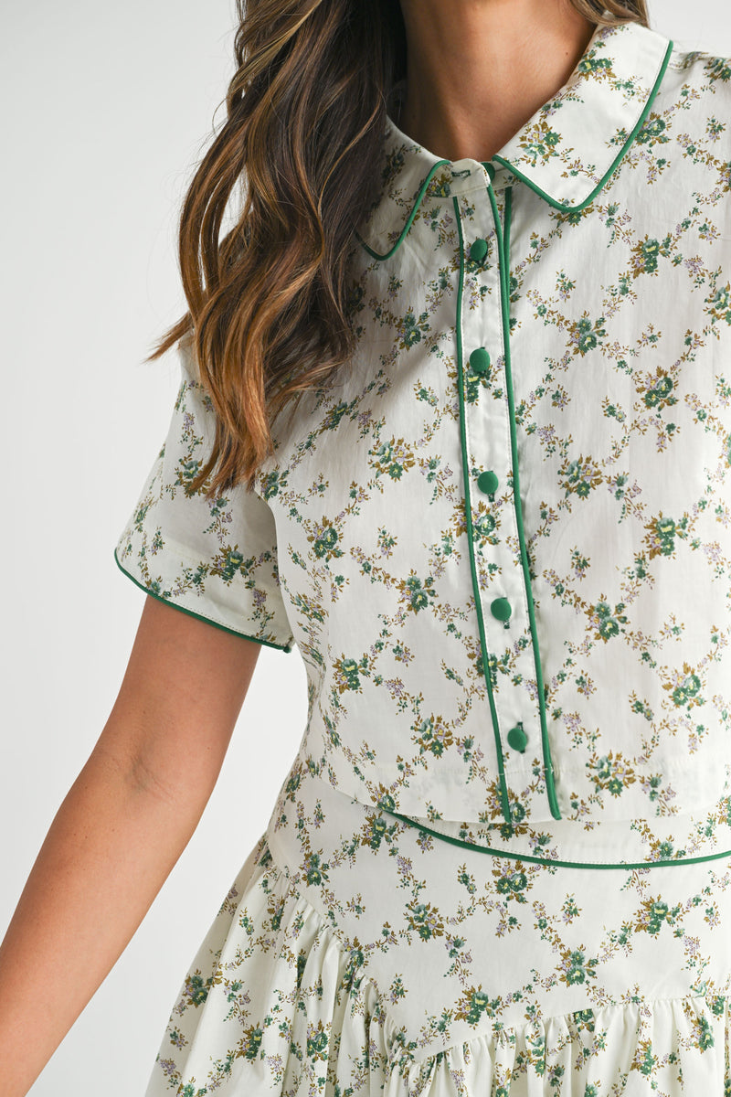 DAFNE SHORT SLEEVE SHIRT SKIRT SET