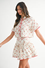 DAFNE SHORT SLEEVE SHIRT SKIRT SET