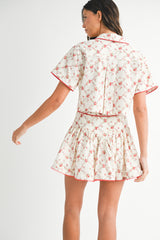 DAFNE SHORT SLEEVE SHIRT SKIRT SET