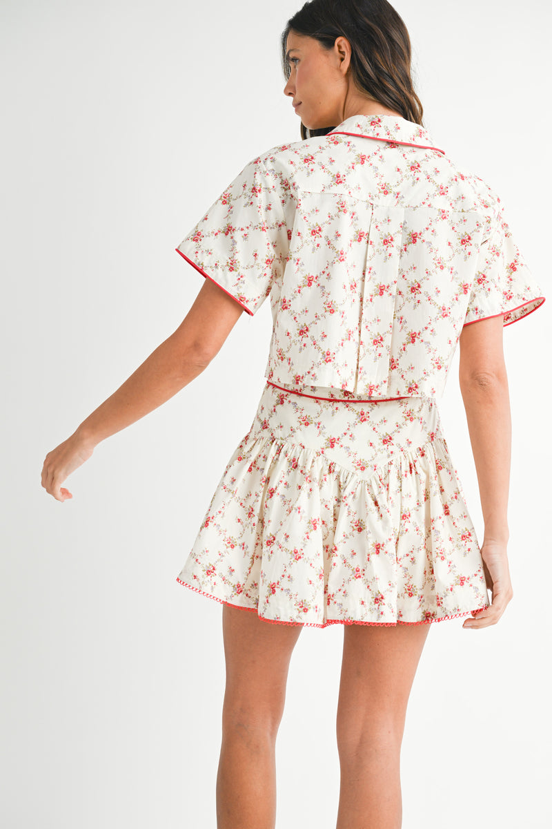 DAFNE SHORT SLEEVE SHIRT SKIRT SET