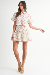 DAFNE SHORT SLEEVE SHIRT SKIRT SET