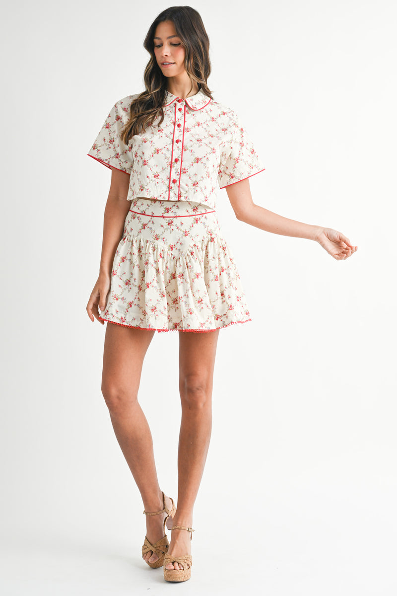 DAFNE SHORT SLEEVE SHIRT SKIRT SET