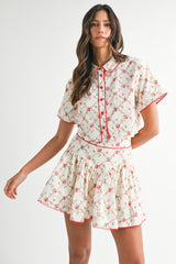 DAFNE SHORT SLEEVE SHIRT SKIRT SET