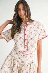 DAFNE SHORT SLEEVE SHIRT SKIRT SET