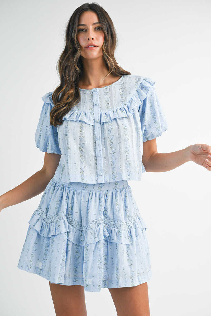 DIONNE LACE RUFFLE TOP SKIRT SET