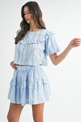 DIONNE LACE RUFFLE TOP SKIRT SET