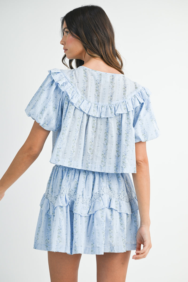 DIONNE LACE RUFFLE TOP SKIRT SET