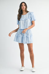 DIONNE LACE RUFFLE TOP SKIRT SET