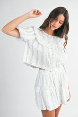 DIONNE LACE RUFFLE TOP SKIRT SET
