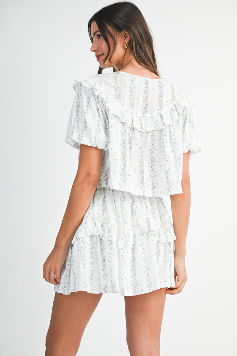 DIONNE LACE RUFFLE TOP SKIRT SET
