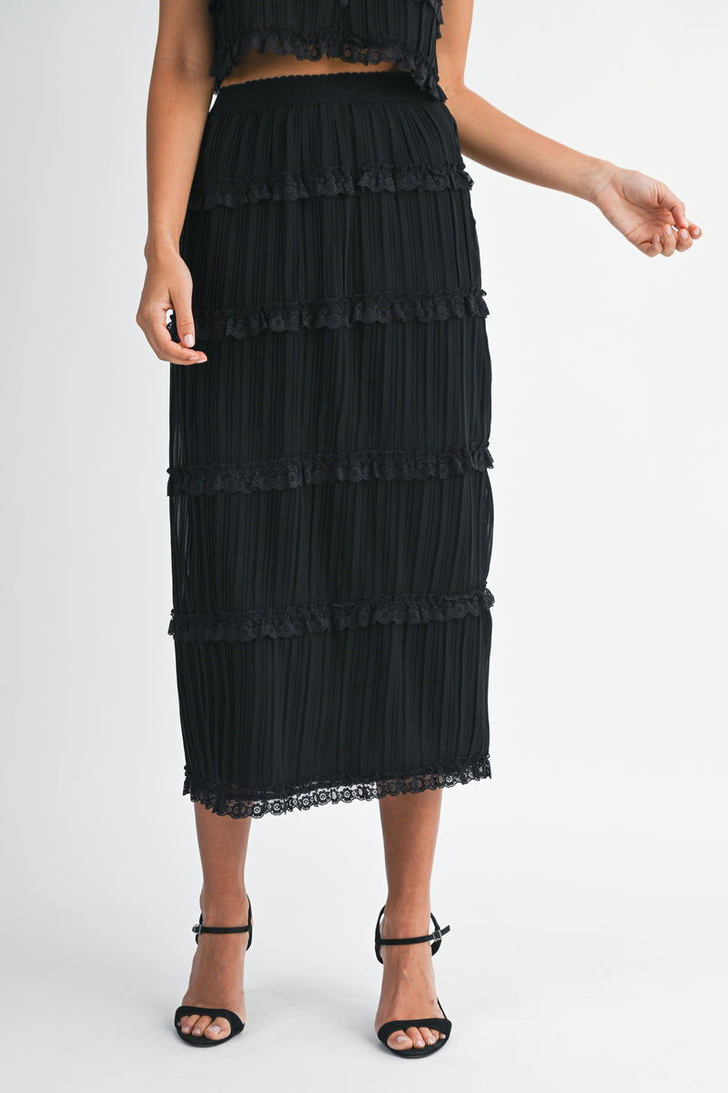 ZIA CHIFFONE TOP AND MIDI SKIRT SET