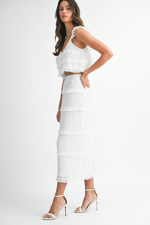 ZIA CHIFFONE TOP AND MIDI SKIRT SET