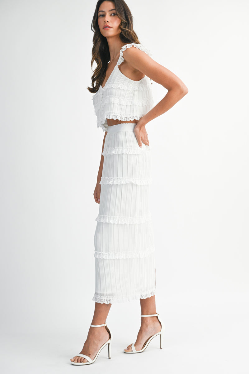 ZIA CHIFFONE TOP AND MIDI SKIRT SET