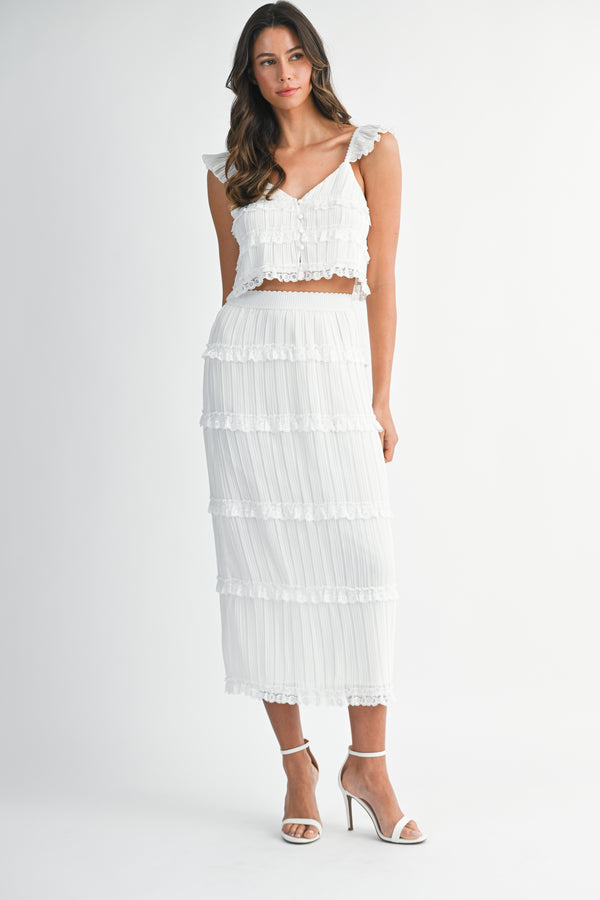 ZIA CHIFFONE TOP AND MIDI SKIRT SET