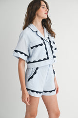 MONE WAVY LACE SEERSUCKER SHORTS SET