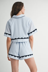 MONE WAVY LACE SEERSUCKER SHORTS SET
