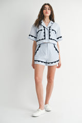 MONE WAVY LACE SEERSUCKER SHORTS SET