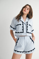 MONE WAVY LACE SEERSUCKER SHORTS SET