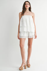 JANE LACE STRAPLESS TUNIC TOP AND SHORTS SET