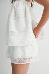 JANE LACE STRAPLESS TUNIC TOP AND SHORTS SET