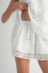JANE LACE STRAPLESS TUNIC TOP AND SHORTS SET